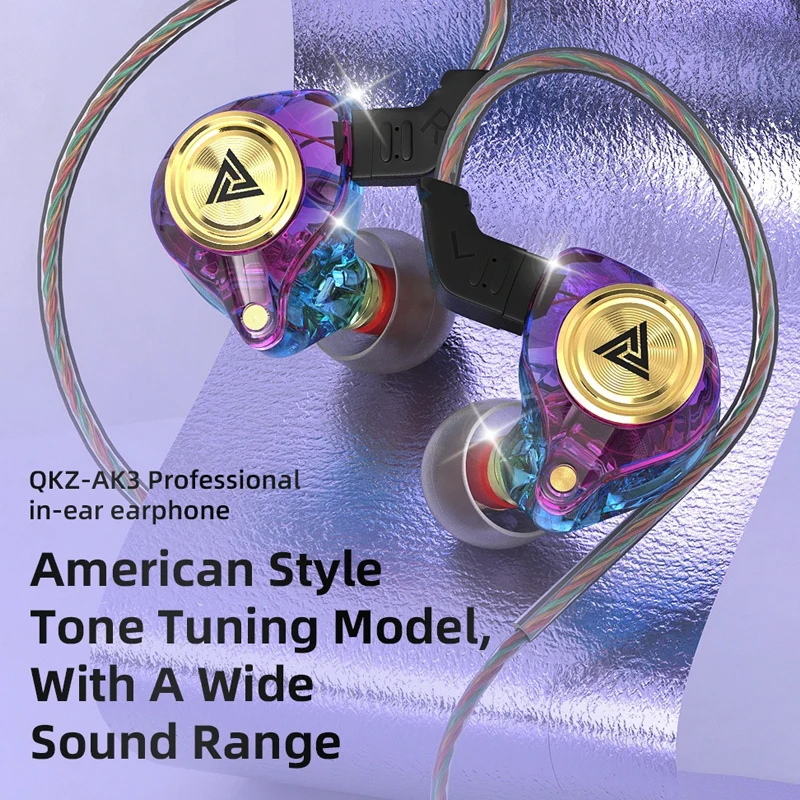 Oryginalne słuchawki QKZ AK3 FiLe HiFi 3,5 mm słuchawki przewodowe z mikrofonem basowe słuchawki stereo muzyka sportowy zestaw słuchawkowy do smartfona