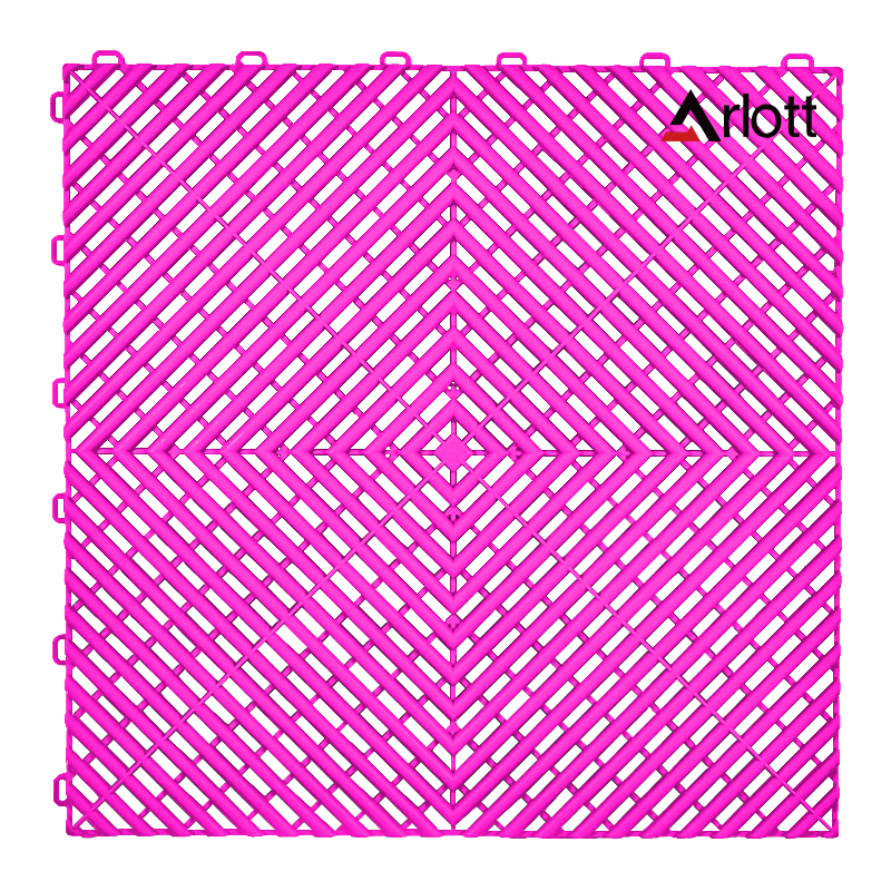 Plastic Modular Pp Pvc Floor Garage Slabs Interlocking Plastic Flooring Waterproof Floor Tiles: Pink