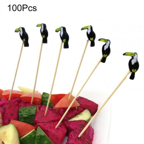 Aantrekkelijke 100 Stuks Duurzaam Leuke Cartoon Patroon Fruit Tandenstoker Mooie Fruit Pick Praktisch Voor Indoor: Black