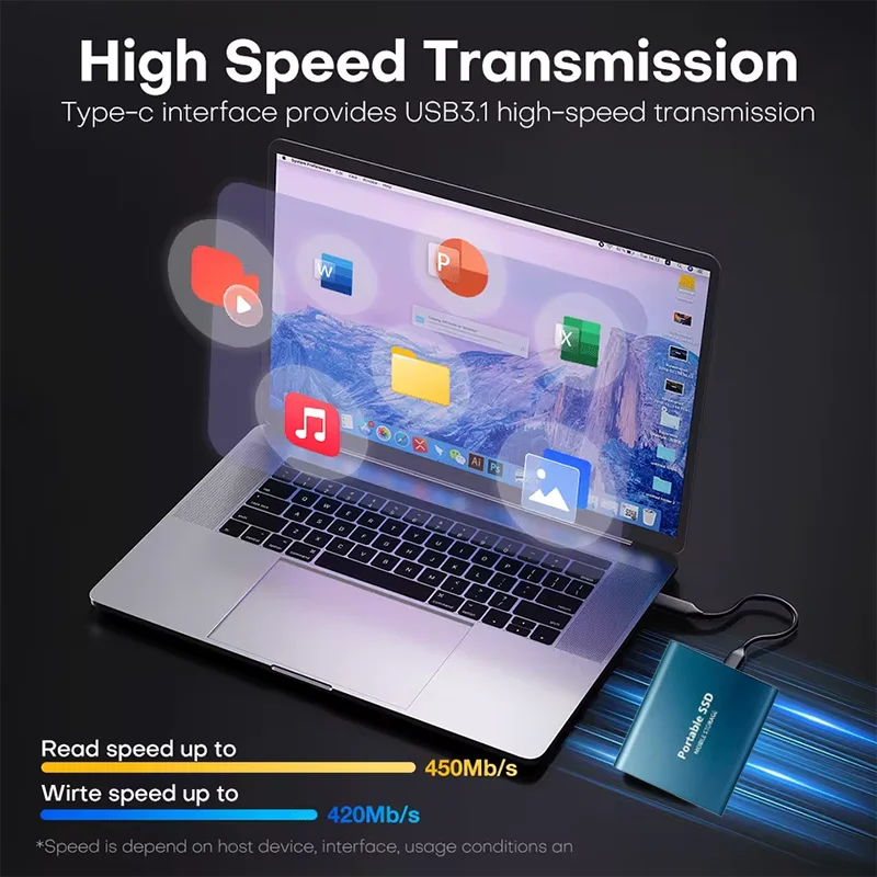 Portable SSD 2TB External Hard Drive 1TB Original Solid-state Drive 16TB High-Speed Mass Storge Hard Disk for Laptop/MAC/PC