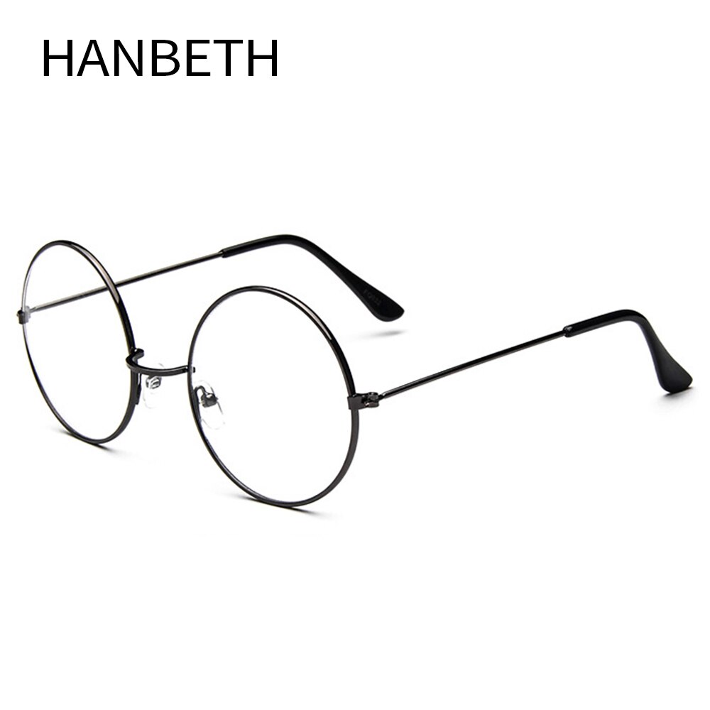Grandes gafas redondas de montura de gafas de Metal transparente para hombre y mujer monturas para gafas redondas para hombres y mujeres: Gun