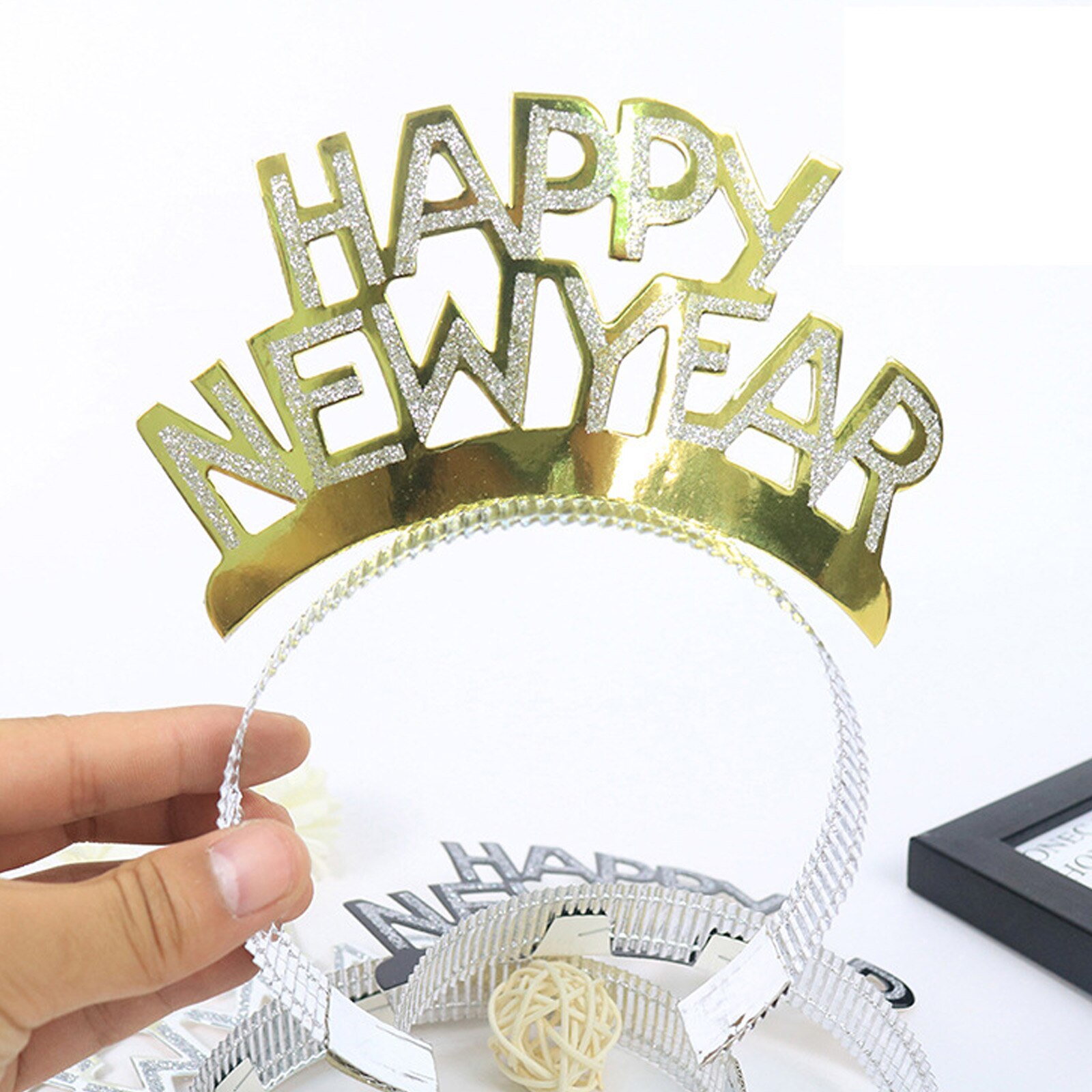 Behogar 3 uds lindo feliz año pelo diadema Aro para la cabeza adornos Navidad de Año decoración de colores de mezcla