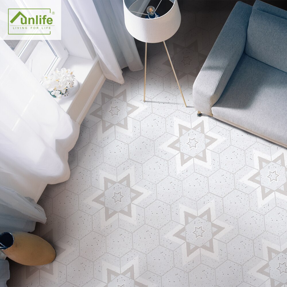 Funlife®Autocollants hexagonaux antidérapants pour sol, auto-adhésif de cuisine étanche, amovible, facile à nettoyer