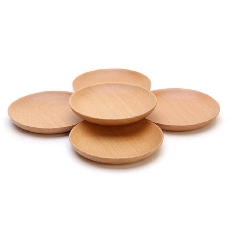 (5 stks) 12 cm 15 cm Ronde Houten Plaat Kind Dessertbord Afternoon Tea Koffie Schotel