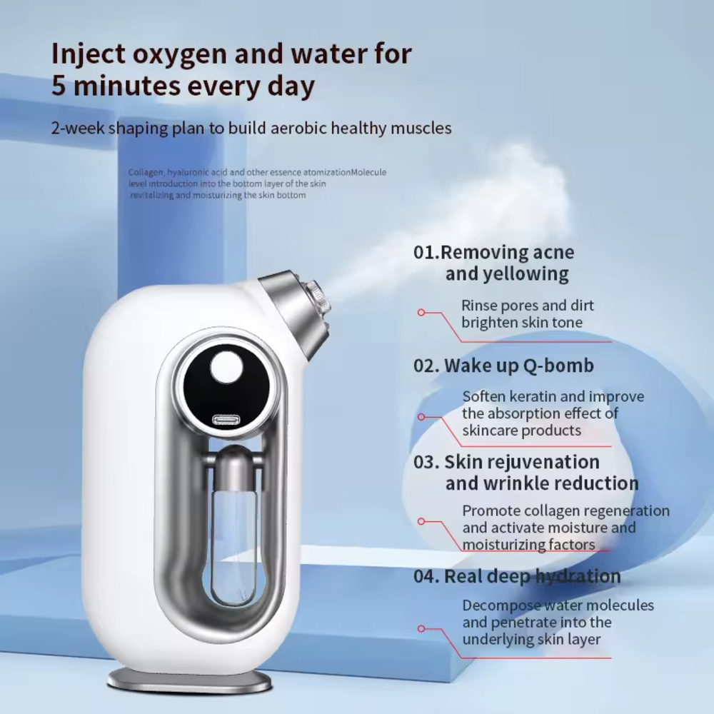 Portable Facial Mist Sprayer Oxygen Injector Humidifier Deep Cleansing Skin Beauty Tool