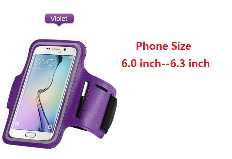 Brazalete para teléfono móvil, funda para iPhone, Samsung, Xiaomi, Huawei, 4,5 ''a 6,3'', funda con soporte para teléfono móvil, brazalete de mano: Size 6-6.3(Purple)