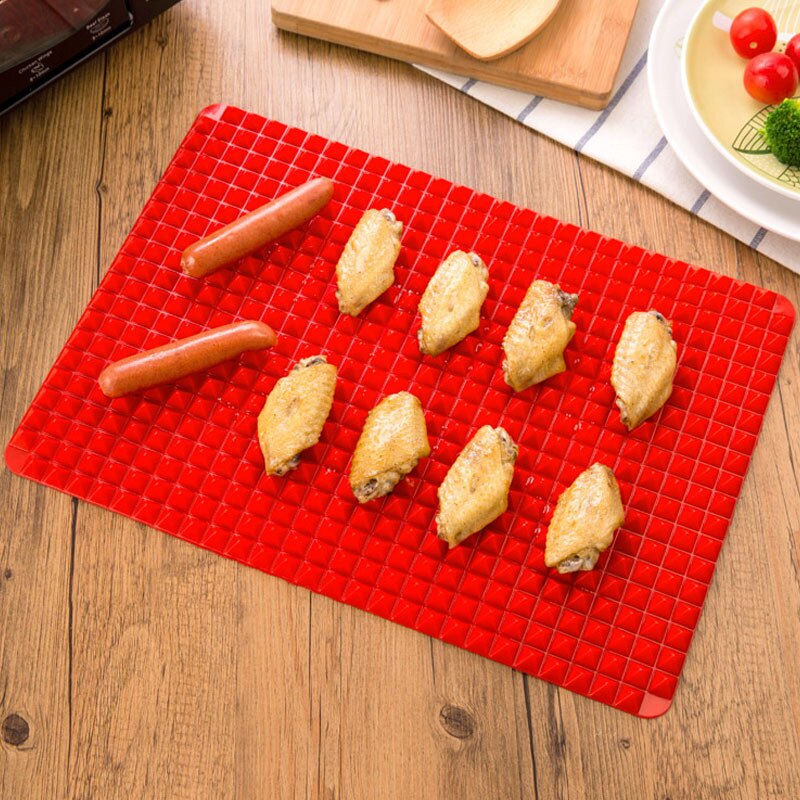 Life83 Red Pyramid Pan Nonstick Silicone Baking Mat Mould Cooking Mat Oven Baking Tray