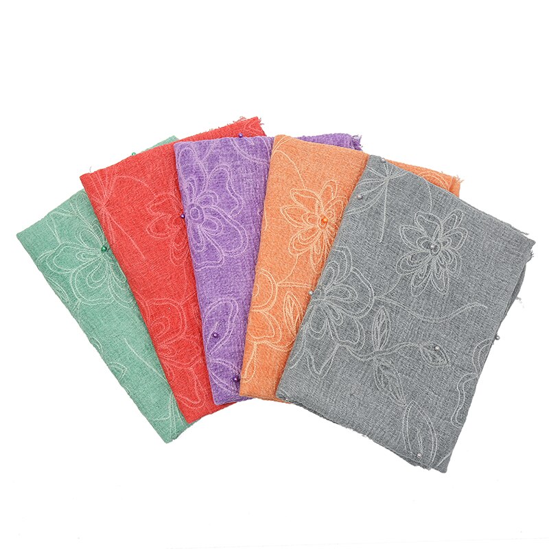 Moslem cotton and linen embroidered Pearl scarf