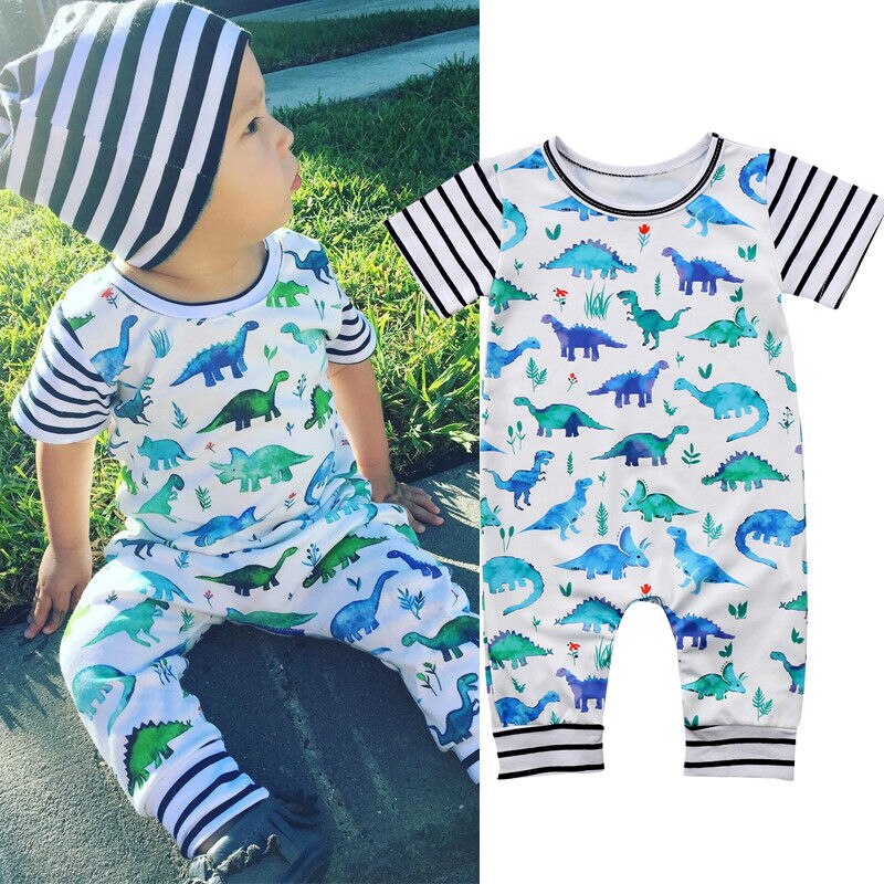 Top Baby Junge Kinder Neugeborenen Mit Kurzen Ärmeln Romper Overall Dinasour Baumwolle Kleidung Sommer Outfits