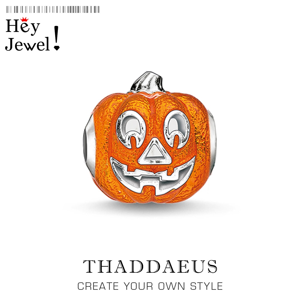 Contas halloween abóbora, prata se encaixa pulseira thomas colar europeu diy bijoux jóias accessorie presente para mulher