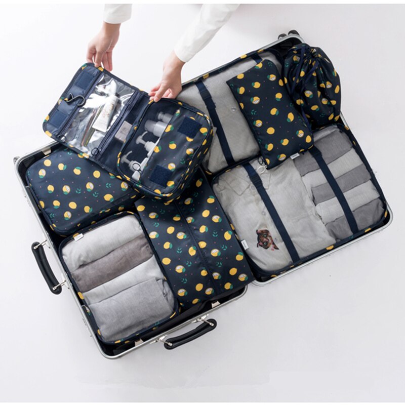8-Piece Luggage Packing Cube Set - Large Capacity Travel Organizer Bags - Polyester Storage Suitcase Organizer