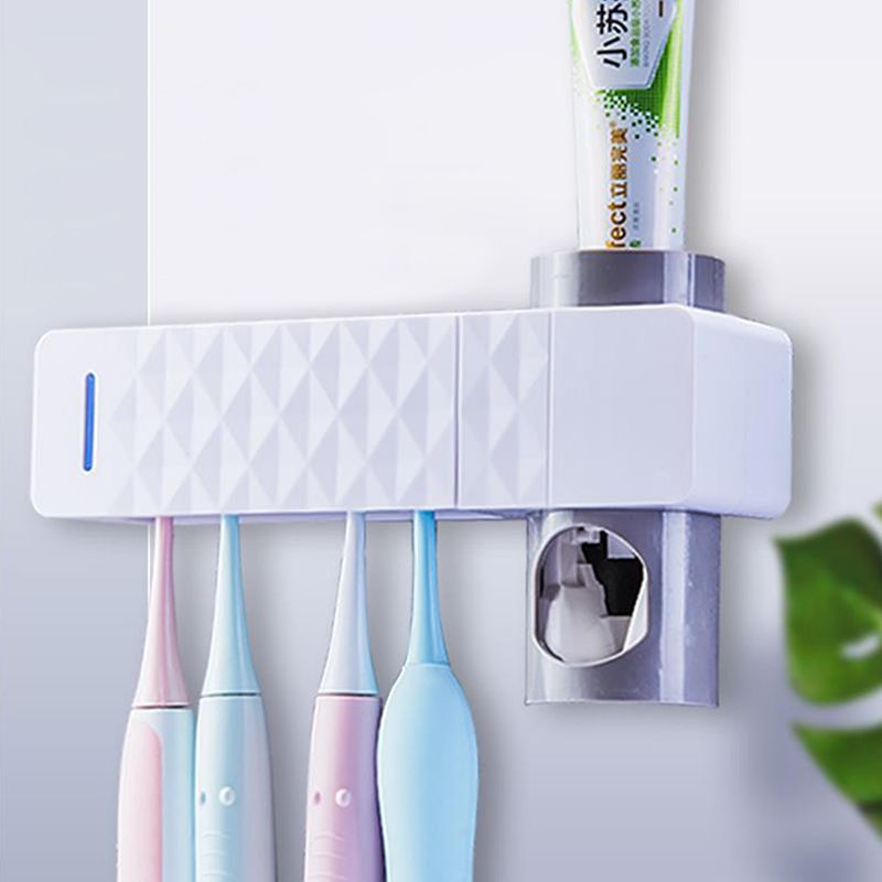 UV Toothbrush Sterilizer Holder Family Wall Mount Automatic Toothpaste Dispenser Q0KD