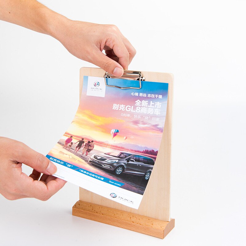A4 T Shape Wooden Menu Holder Clipboard Menu Template Table Menu Sign Holder Stand Bar Menu Cover Board