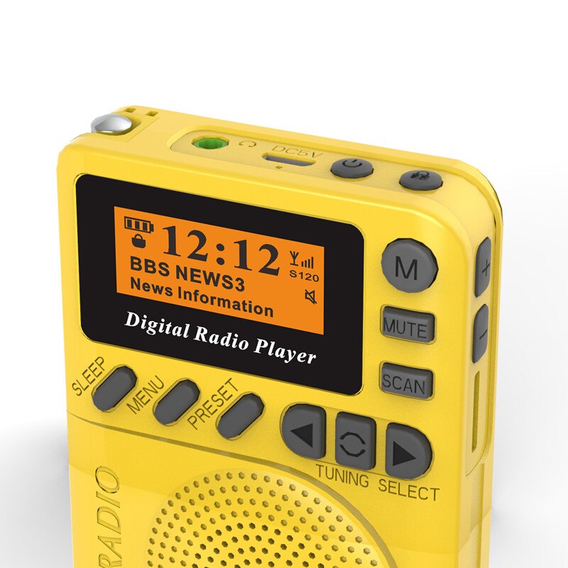 DAB FM Radio Digital Radio, Mini Portable Handheld Radio, High Sensitivity Whip Antenna, Support SD Card MP3 Playback Function
