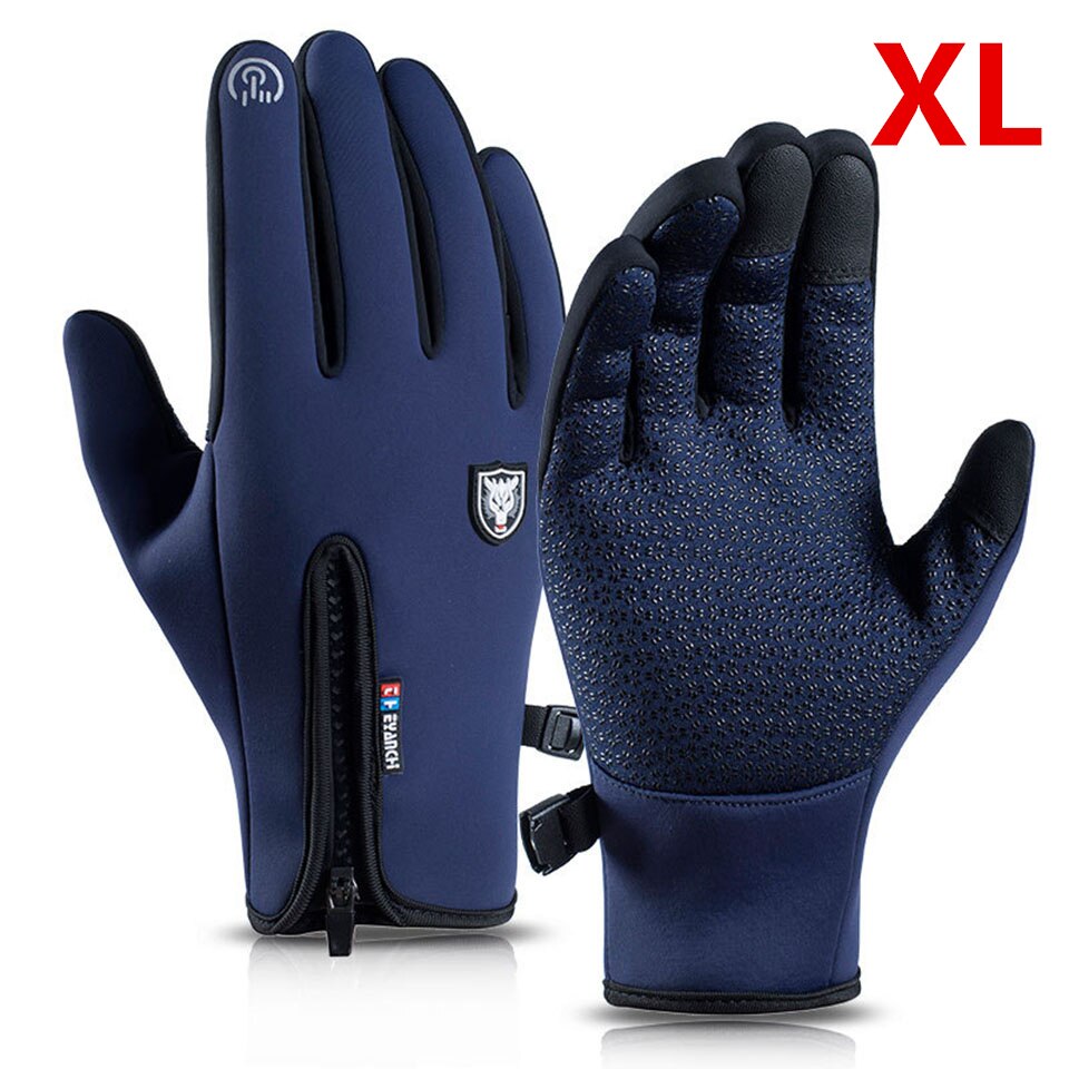 Xiaomi-guantes de invierno térmicos y cálidos para hombre y mujer, resistentes al viento, para deportes al aire libre, ciclismo, guante de pantalla táctil de dedo completo: Blue XL