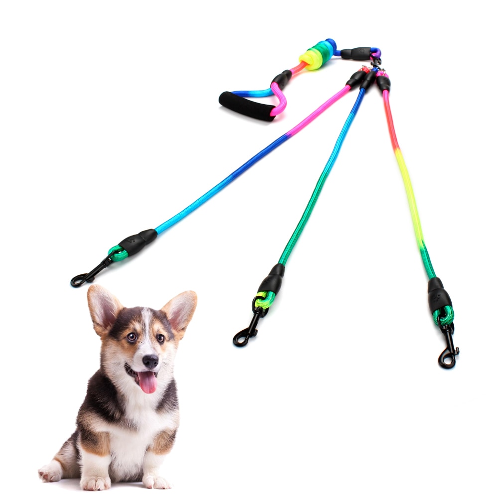 Regenbogen Hunde Leine 3 in 1 Nylon mit gepolstert Griff 360 ° schwenken Keine Verwicklung für gehen und Ausbildung leinen Für Große Hund