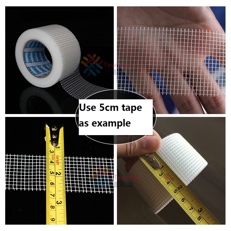 Pressure Sensitive Adbesive Grid Tape 8/13 Mesh Glass Fiber Waterproof Joint Connector DIY Wall Anti Crack Fiberglass Cloth