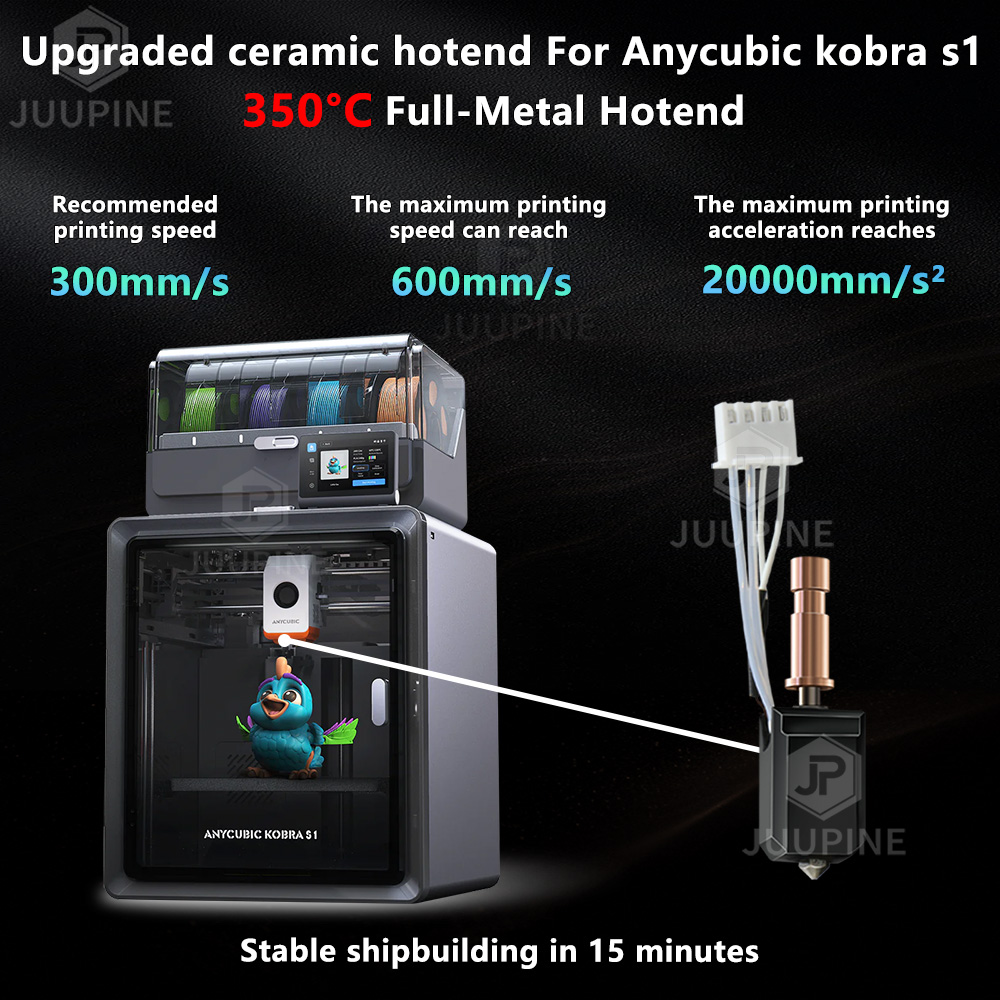 Für Anycubic Kobra S1 Hotend Keramikdüse Kobra S1 Combo Kopf S1C 3D-Drucker 24 V 48 W Schnelle Erwärmung 320 ℃ Zubehör für 3D-Drucker