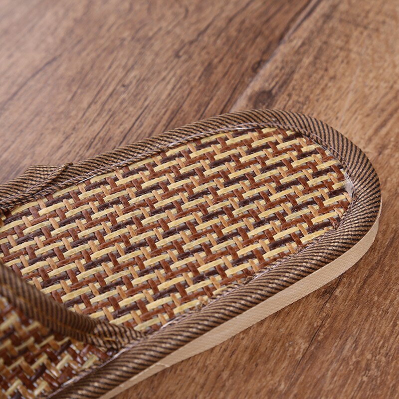 Sandales d&#39;intérieur en paille de bambou pour hommes et femmes, pantoufles unisexes pour Couples, chaussures de maison, de paille, de douche plate, décontractées, été
