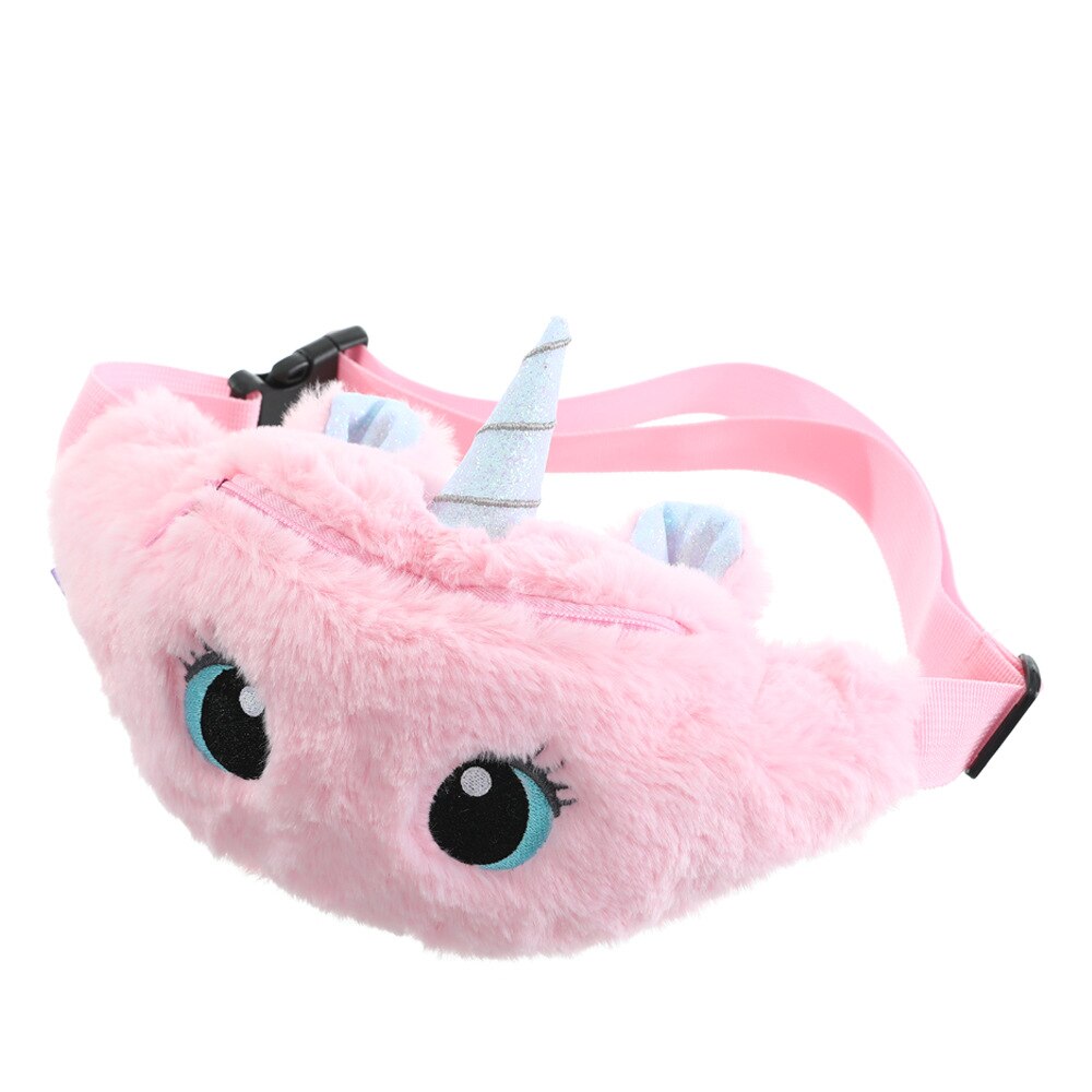 Cute Unicorn Children's Fanny Pack Girls Waist Bag Plush Toys Belt Gradient Color Chest Bag Cartoon Coin Purse Travel Chest Bag: pink