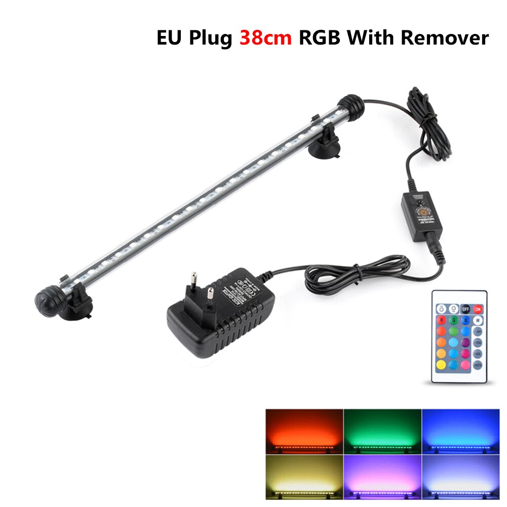 Lampe Submersible US 220V V | Lampe US, V, projecteur d'aquarium, télécommande 19 / 28 / 38/48cm, prise US, éclairage direct: 38CM RGB with Remote