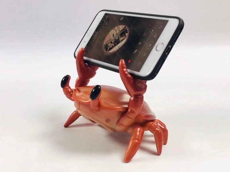 Krabbenförmiger kabelloser bluetooth-mini-lautsprecher mit handyhalterung, tragbarer surround-sound-knopf, audioelektronik