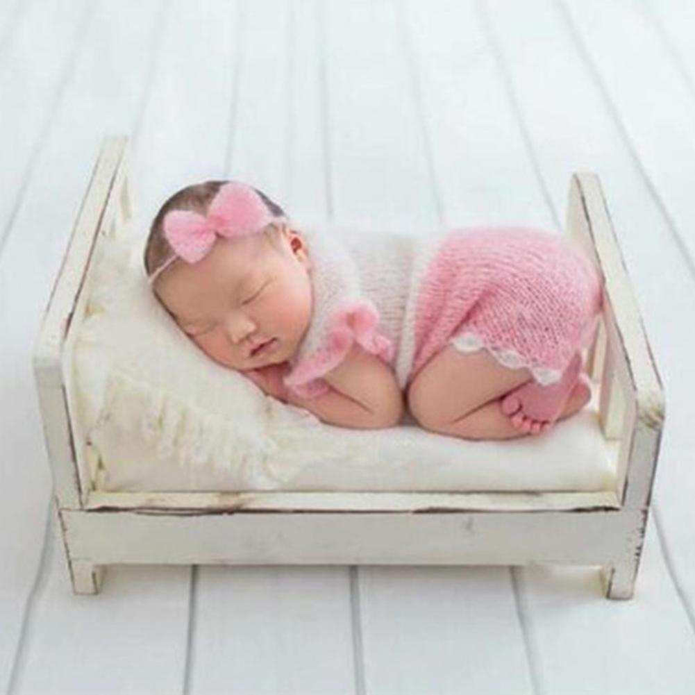 Nyfødt fotografering rekvisitter barneseng baby foto lille træ seng rekvisitter seng udgør studio krybbe rekvisitter til fotoshoot udgør sofa