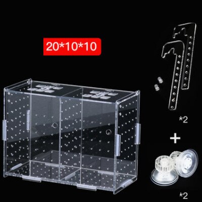 Acrylic transparent isolation box for fish tank aquarium fish fry hatching reproduction single and double grid: 20X10X10CM
