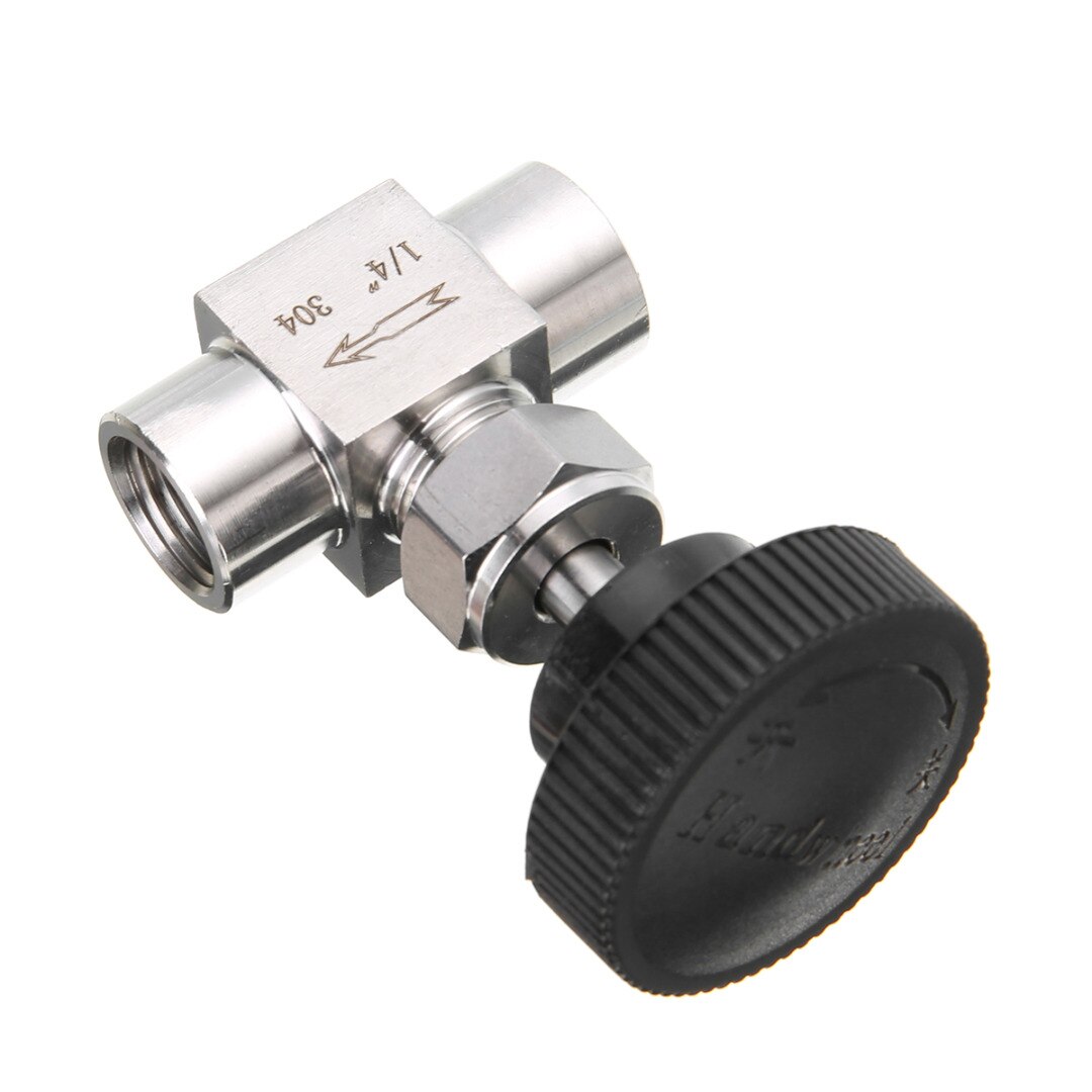 1/4" Needle Valve Stainless Steel Needle Valve 1/4" Female Thread Water Gas Oil Valve Flow Control Shut Off Valve Part Black