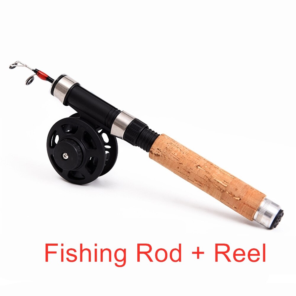 Cañas de pescar en hielo para el invierno, cañas de pescar en hielo, carretes de pesca a elegir, Combo de caña, señuelos de polo, aparejos, caña de fundición giratoria: Marrón