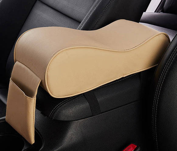 Universal Car Armrest PU Leather Pad Auto Armrests Car Center Console Arm Rest Seat Box Pad Vehicle Protective Car Styling: Beige