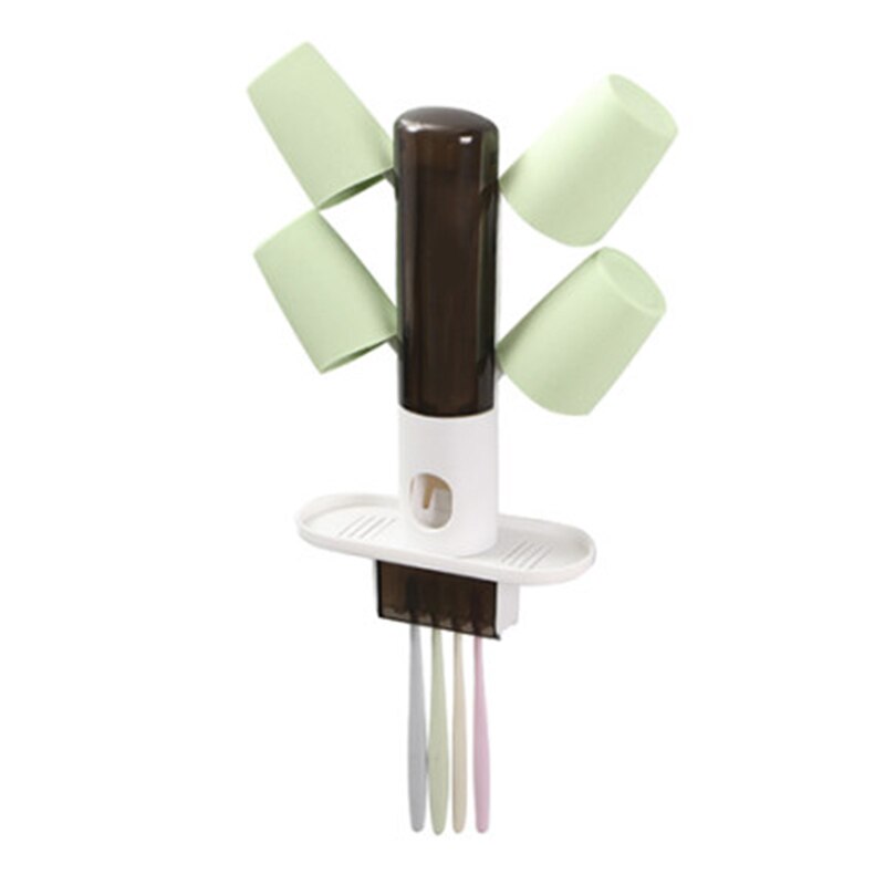 Goede Gezonde Automatische Tandpasta Dispenser Hands Free Tandpasta Squeezer Voor Familie Wasruimte Met Bekerhouder: Brown