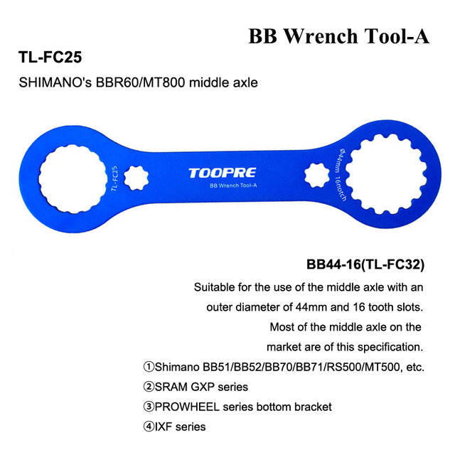 Fiets Trapas Sleutel 44Mm 46Mm 16 24 Notch Installatie Tool Voor BBR60 MT800 MT9100 Xdr Da Chassis reparatie Tool: A