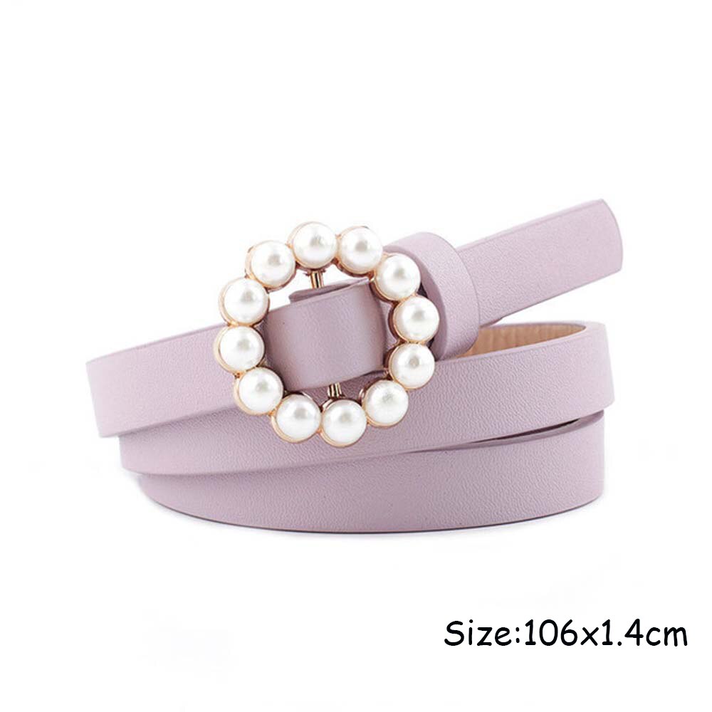 1pc Frauen Perlen Perlen O-Ring Schnalle Gürtel PU Taille Gürtel Für Dame Kleid Kleidung Zubehör Schwarz Leder luxus Bund: 7