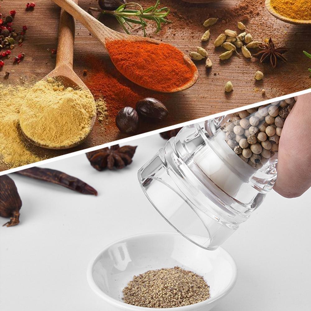 Akrylkvernen salt pepper mølle kvern manuell pepperkvern salt krydder mølle shaker gjennomsiktig maling kjøkkenverktøy