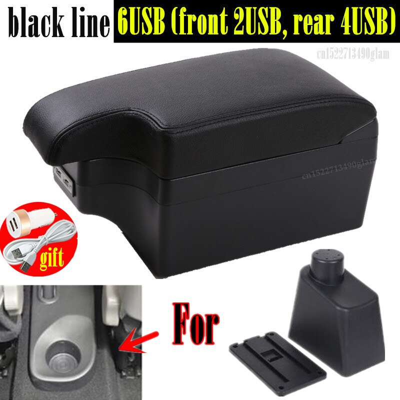 Voor Renault Clio 3 Captur Armsteun Doos Centrale Winkel Inhoud Doos Met Usb Interface: Full set black line
