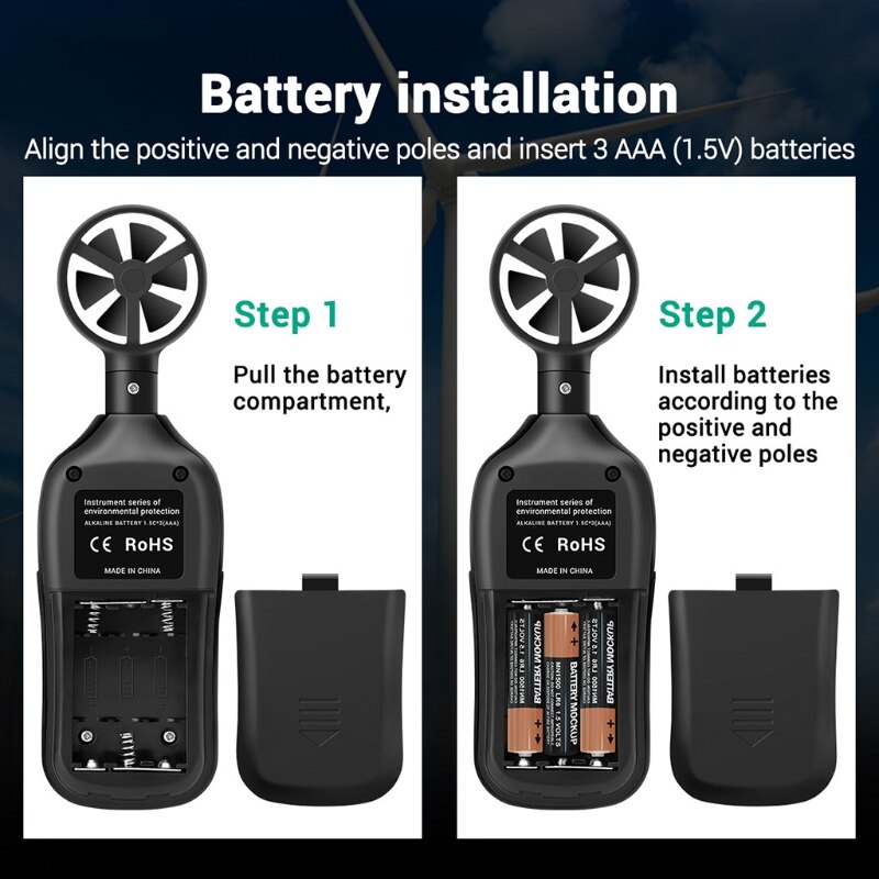 bon anémomètre numérique GN301 0-30 m/s compteur de vitesse du vent thermomètre hygromètre testeur anémometro avec écran rétroéclairé LCD