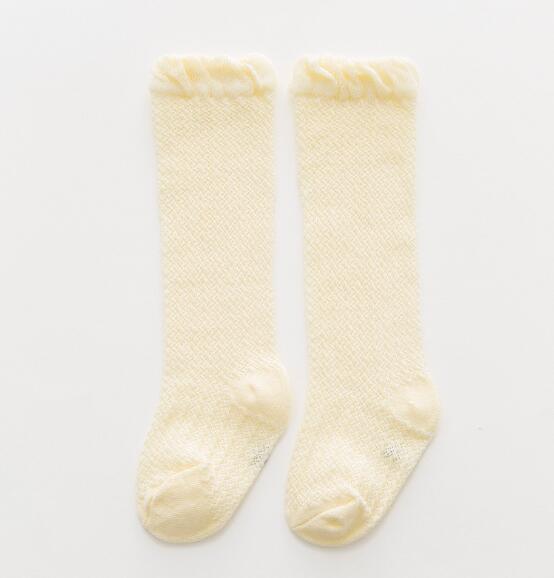Baby Mug-Proof Sokken Knie Hoge Baby Lange Sokken Buis Dunne Mesh Jongens Meisjes Unisex Ademend Slang Sok: Yellow Knee Mesh / 1 to 3year