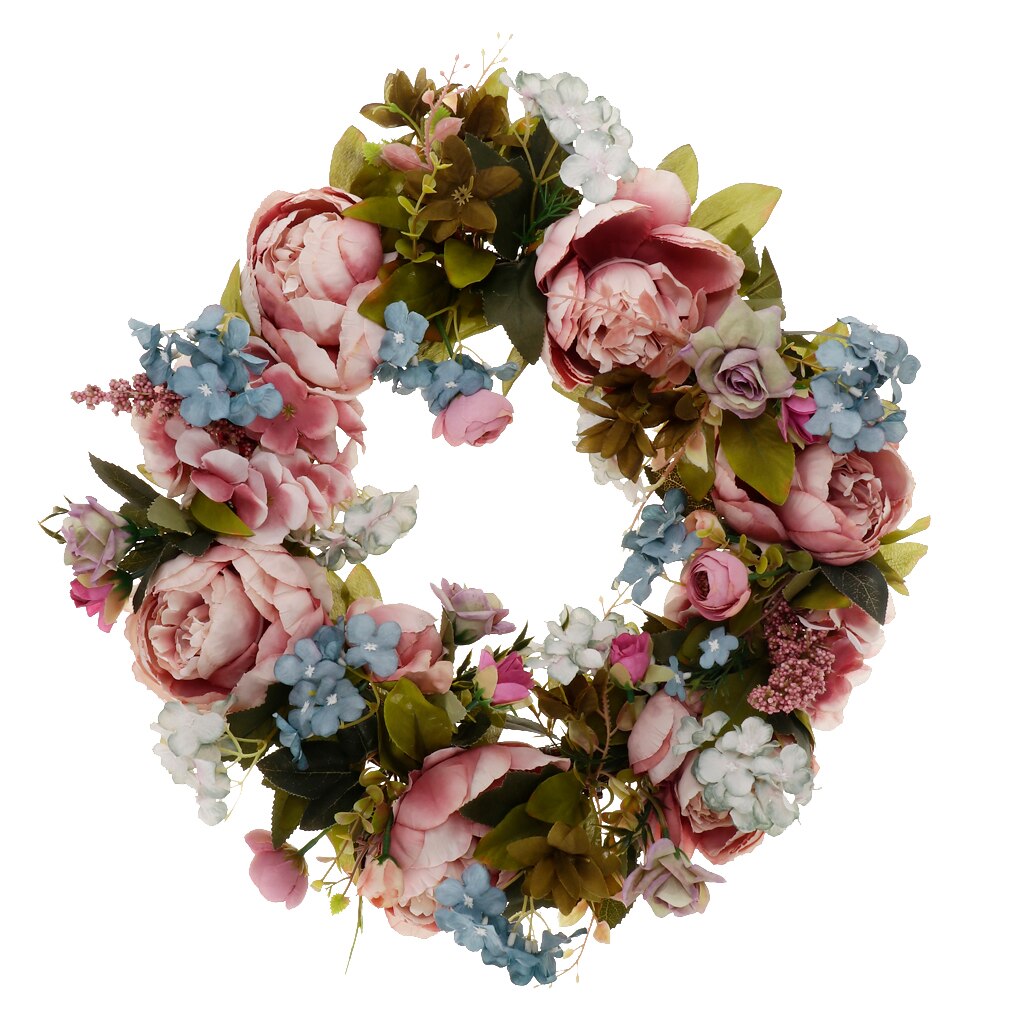 Guirnalda de peonías para decoración del hogar, adorno de flores artificiales para colgar en la pared, decoración navideña para puerta y primavera