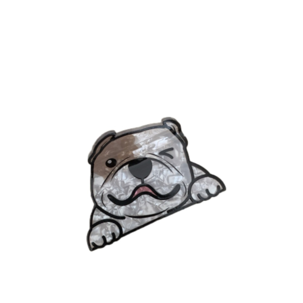 Lovely Acrylic Cartoon Dog Hair Claw Korean Style Puppy Schnauzer Crab Clip Cute Small Shark Clip Daily: GRAY