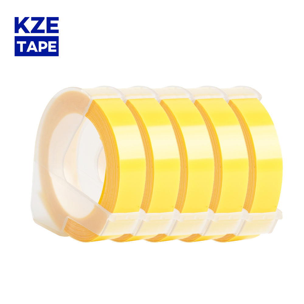 Multicolor 5 rolka 6mm 9mm 12mm 3D tłoczenie taśma z etykietami kompatybilny Dymo 1610 12965 drukarka etykiet do Motex E101 drukarka do etykiet: light yellow / 12mm