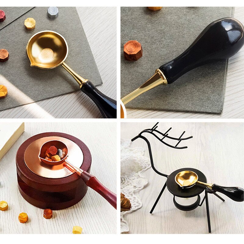 Vintage Wooden Handle Wax Seal Stamp Spoon for Sealing Stamp Wedding Invitations Stamp Making Wax Seal Envelope Seal Spoon
