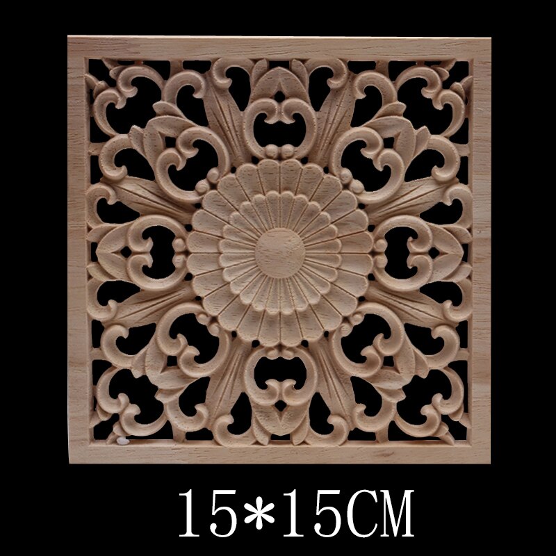 Decoración Ornamental exquisito Natural largo Grande Oval flor muebles de madera paredes gabinete apliques de madera Calcomanía para madera Onlay: B105-4