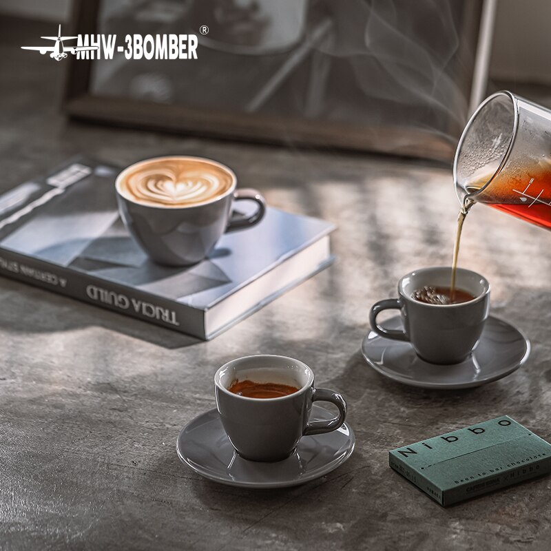 MHW-3BOMBER Espresso Cup 80ml Ceramic Porcelain Drip Coffee Lungo Ristretto Accessories Barista Tools Reusable V60 Coffee Cup