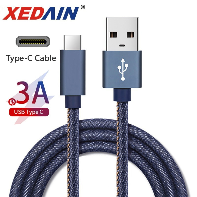 Denim Gevlochten Usb Type C Kabel Usb C Charger Cable Koord Voor Samsung S8 Xiaomi Huawei P9 P10 Plus Usb type-C Snel Opladen Kabels