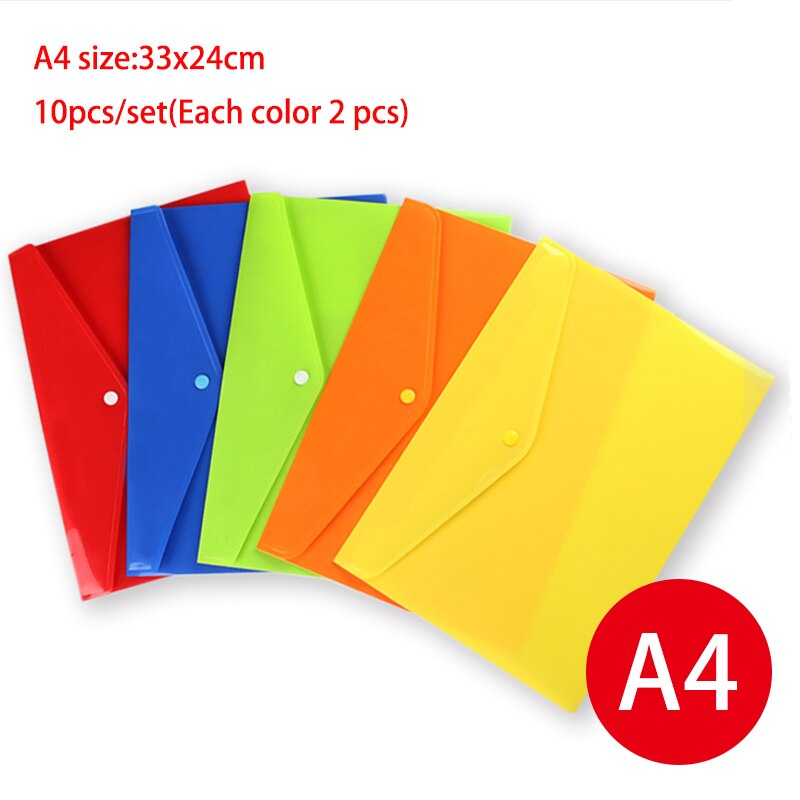 A4 Size Envelope Folder PP Plastic Storage Pouch Holder Paper Document File Folder Organizer Bag with Snap Button Closure: A4 Opaque 10PCS