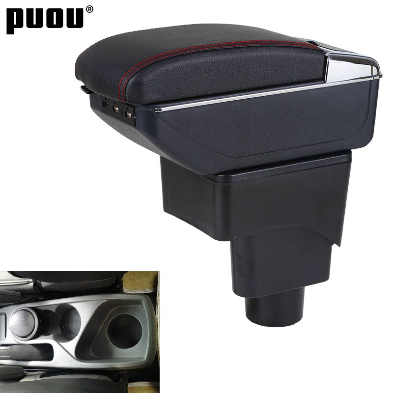 Accoudoir central en cuir synthétique pour ford ecosport, boîte de rangement, porte-gobelet, cendrier, accessoire de style automobile