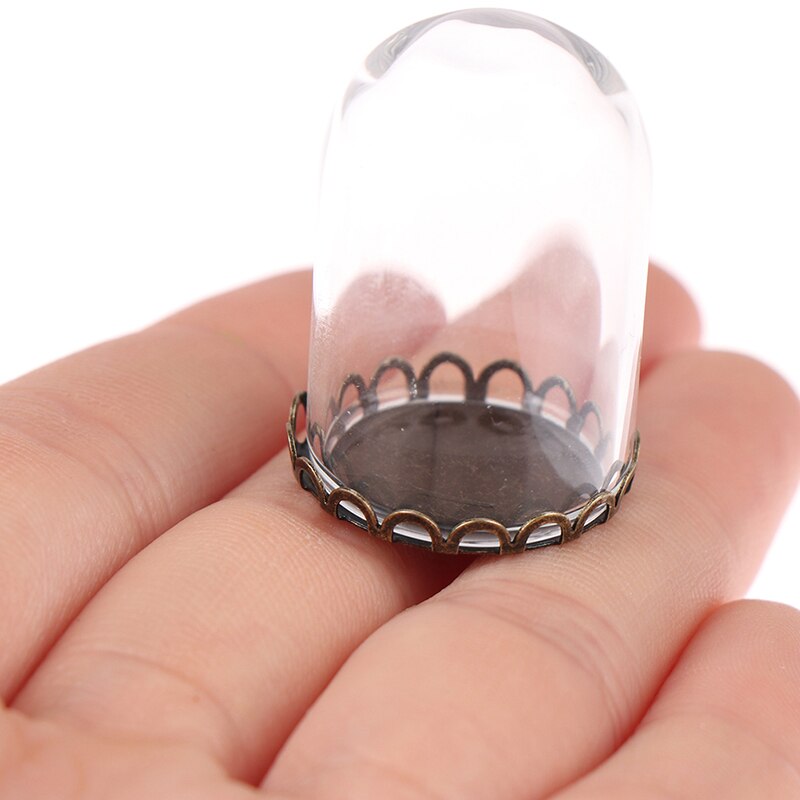 Glas Dome Display Hout Kurk Bell Jar Cover Display Met Houten Base Hoogte 3Cm Tafel Decoation Craft