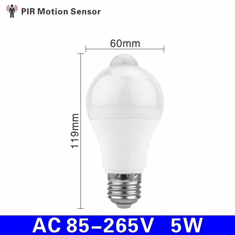 LED PIR Bewegung Sensor Birne 5W 7W 9W 12W Klang Sensor Lampe AC 110V 220V Auto Clever LED PIR Infrarot Körper E27 Glühbirne: 5W Motion sensor