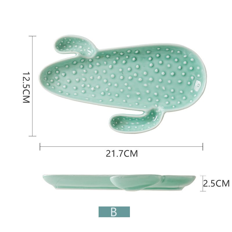 Platos de cocina variados, condimentos de cerámica, Cactus, inmersión, salsa, Bol para bocadillos, tazón, vajilla creativa, decoración del hogar, plato de fruta: B